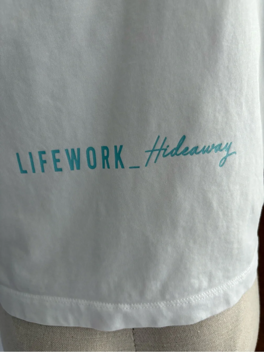 LIFEWORK Korea sz S White Crop Tee Teal French Bulldog Frenchie Tshirt